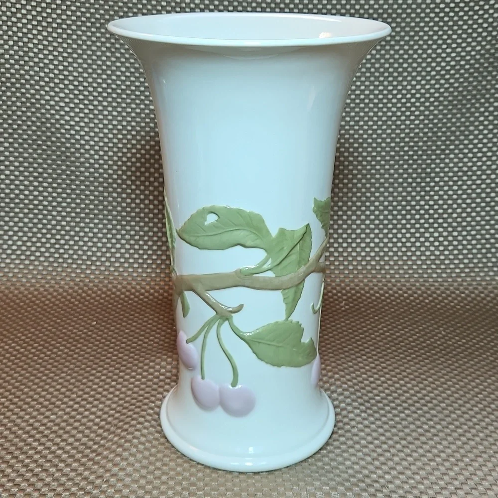 Goebel Vase Raised Cherry Made In W Germany Vintage Large Version